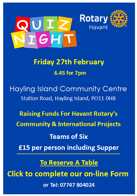 Register for Havant Rotary Quiz