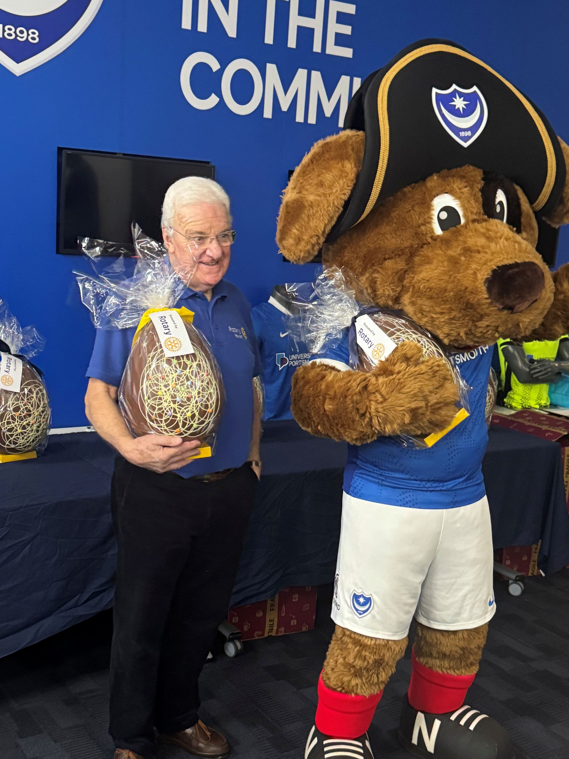 Easter Eggs 2026 meets Pompey mascot nelson Easter Eggs 2026 meets Pompey mascot nelson